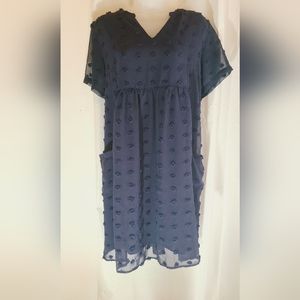Navy babydoll dress with appliques. large